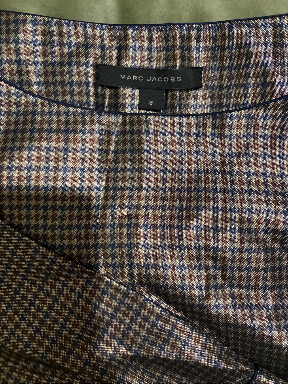Marc Jacobs Multi-Tone Houndstooth Dress Brown and Blue